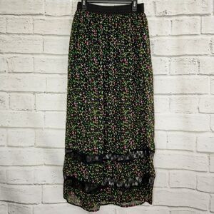 Socialite Semi Sheer Floral flowy maxi skirt Womens Size large